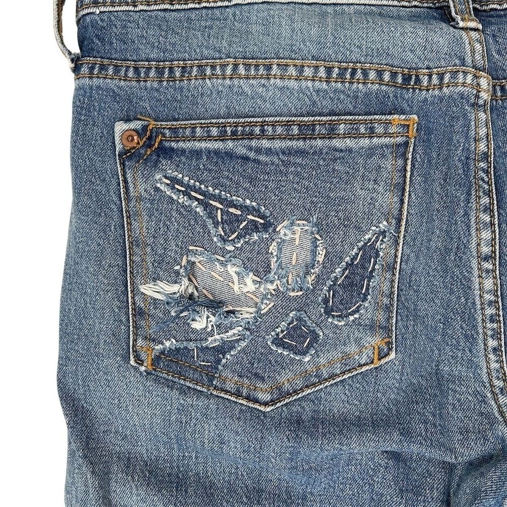 Anthro Pilcro Slim Boyfriend Embroidered Patchwork Floral Jeans Size 28 - Picture 13 of 15